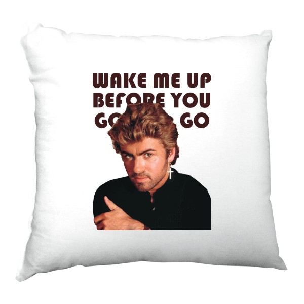 Vankúš saténový s potlačou George Michael - Wake me up