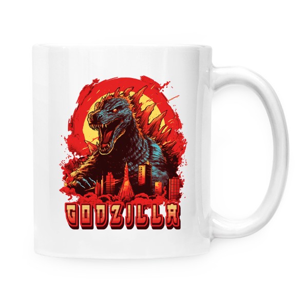 Hrnček malý biely s potlačou Godzilla