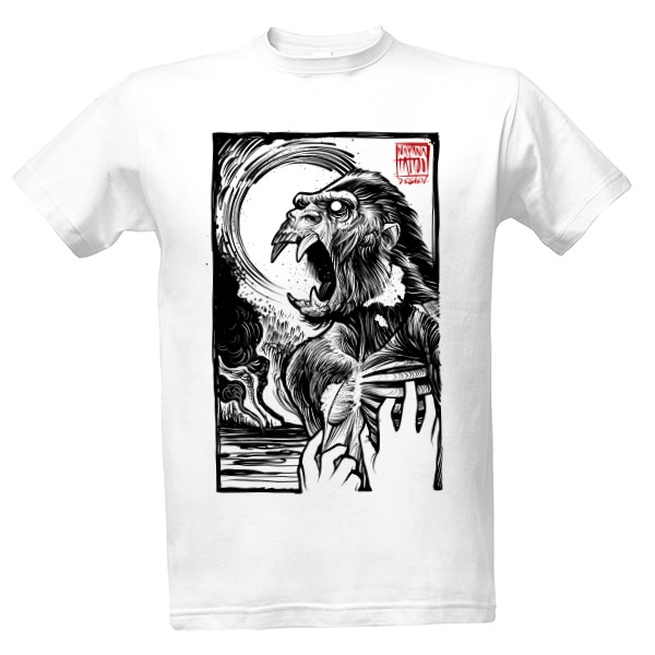 Tričko s potlačou Gorila - pánské triko bílé
