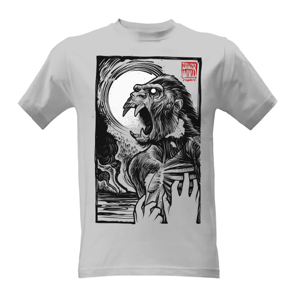 Tričko s potiskem Gorila - triko pánské - šedé