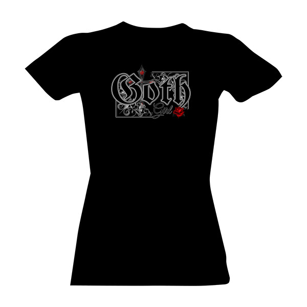 T-shirt Goth Girl-rose and cross