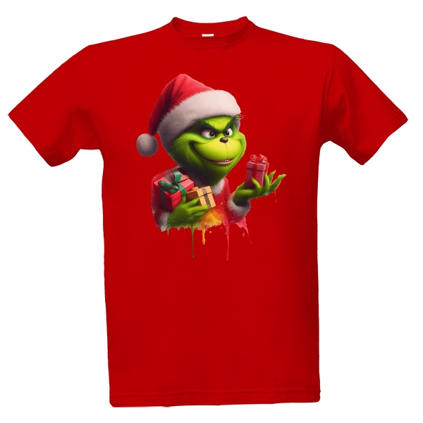 Tričko s potlačou Grinch drží dárky