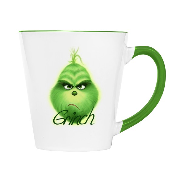 Hrnek kónický barevný s potiskem Grinch hrnek hlava2