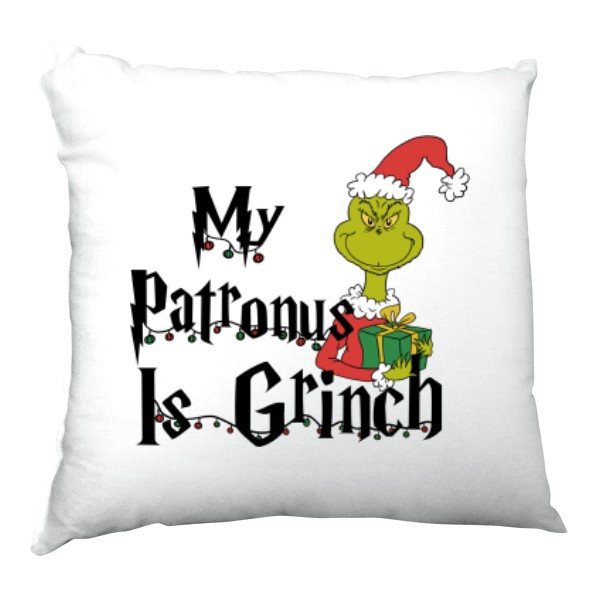 Vankúš saténový s potlačou Grinch Patronus vankúšik