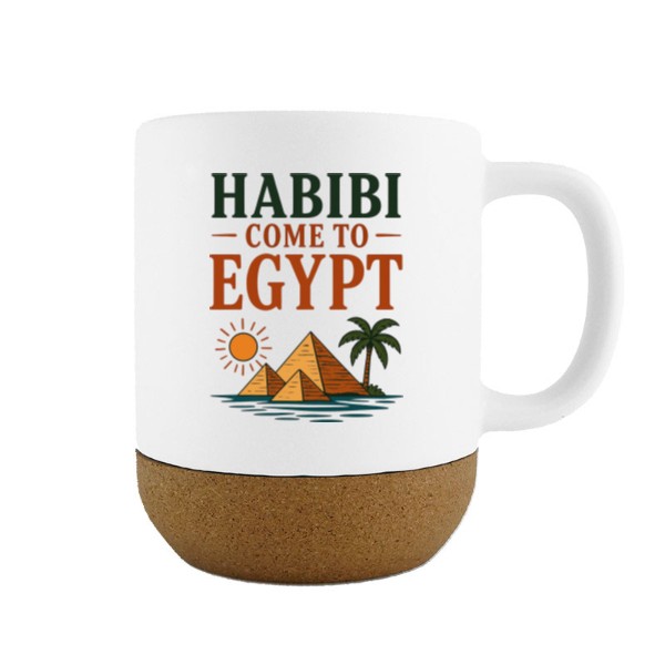 Hrnek s korkovým podstavcem s potiskem Habibi cup