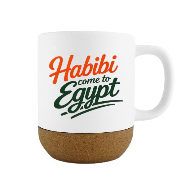 Hrnek s korkovým podstavcem s potiskem Habibi Egypt cup
