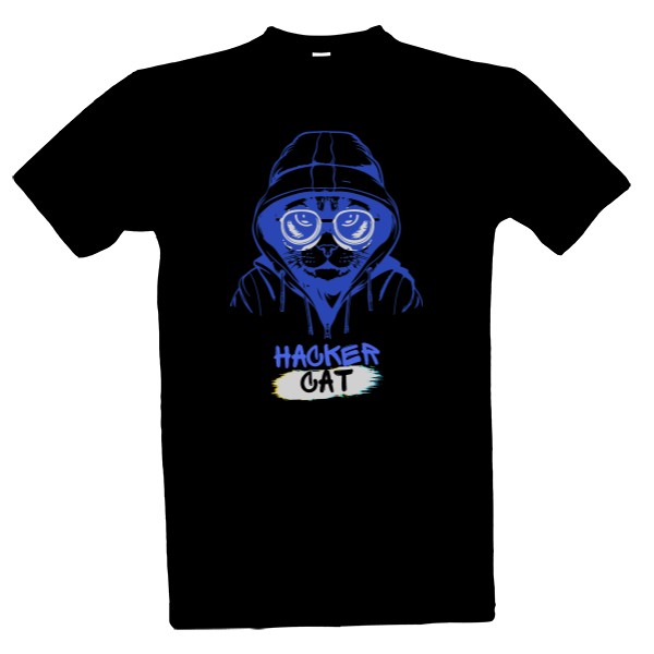 Tričko s potiskem Hacker cat