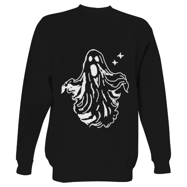 Mikina bez kapuce Unisex s potiskem Halloween duch a čarodejnice