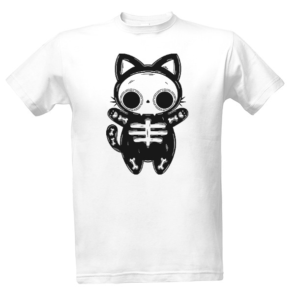 Tričko s potiskem Halloween Kočičí kostlivec 