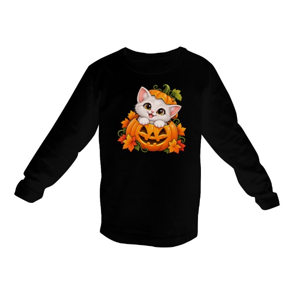 Tričko s potiskem Koťátko v dýni – Halloween