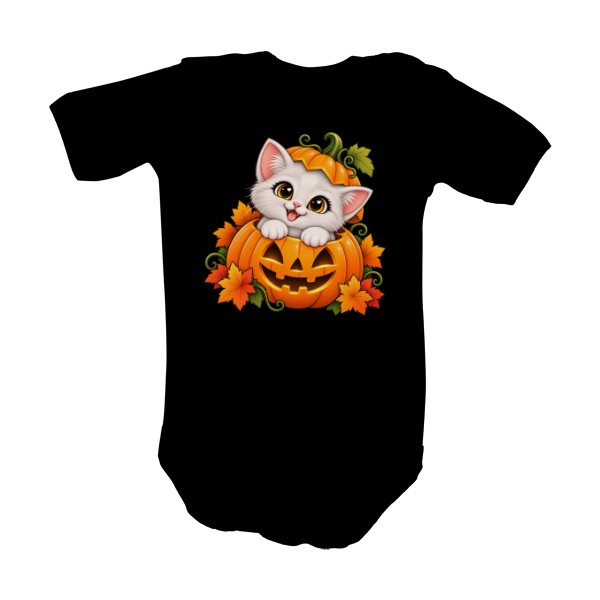 Dětské body  s potlačou Mačiatko v tekvici – Halloween