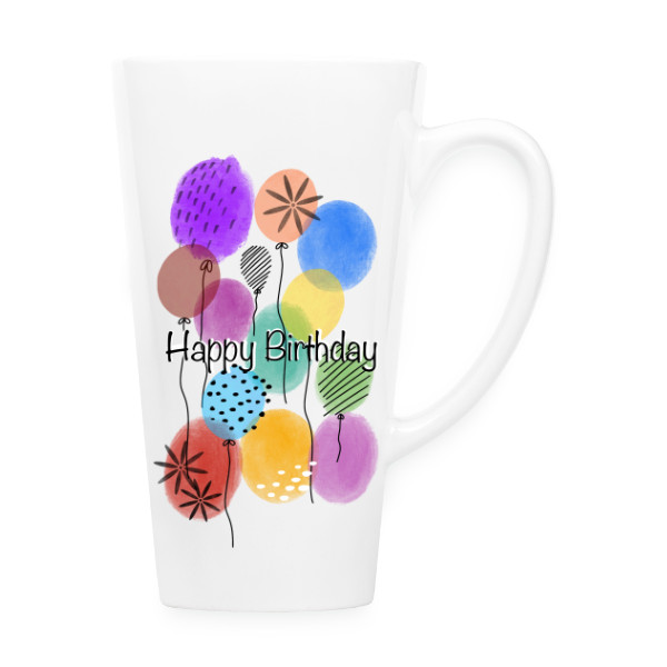 Mug latté s potiskem Happy birthday