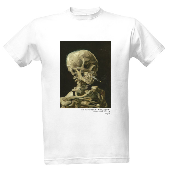 Head of a skeleton with a burning cigaret