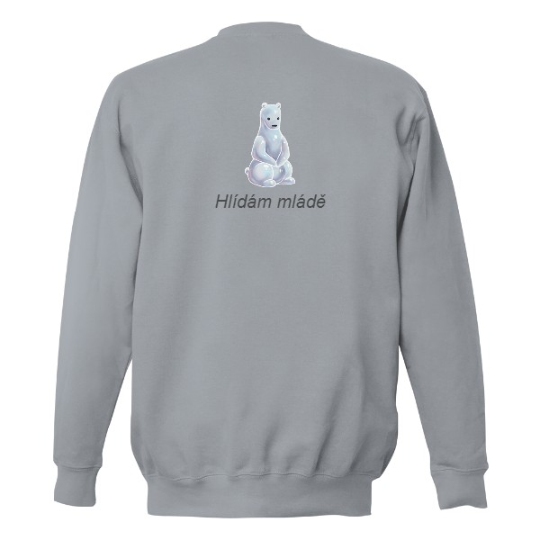 Mikina bez kapuce Unisex s potiskem hlídám mládě (bonbon medvěd)