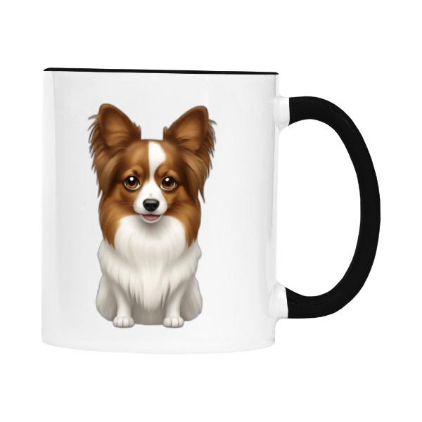 Hrnek malý barevný s potiskem Hnědý Papillon