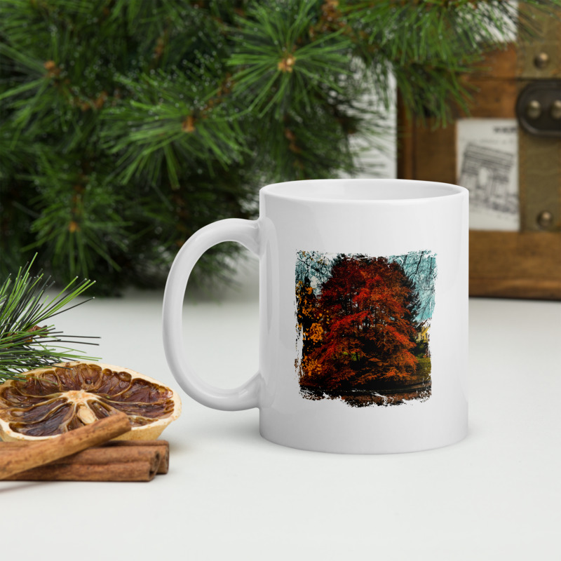 Hrnek malý bílý s potiskem HK - Strom