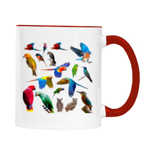 Hrnek malý barevný s potiskem Papoušci