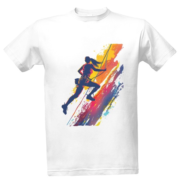 Horolezec na barevné skalní stěně