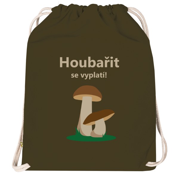 Vak na záda Organic  s potiskem Houbařit se vyplatí!