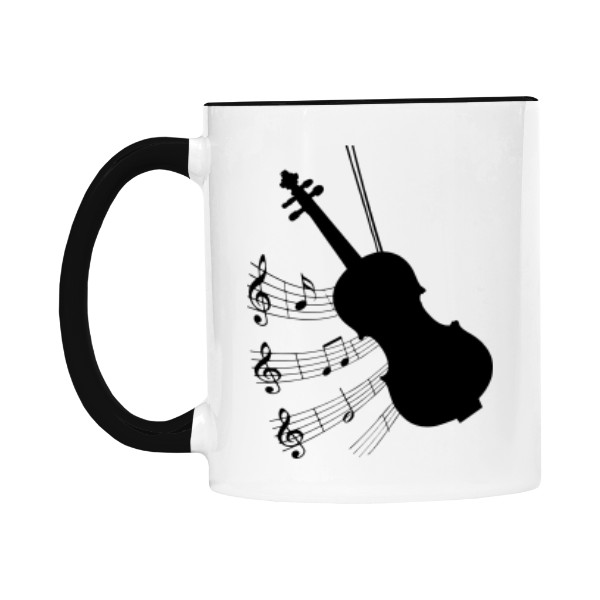 Hrnek malý barevný s potiskem Silueta houslí