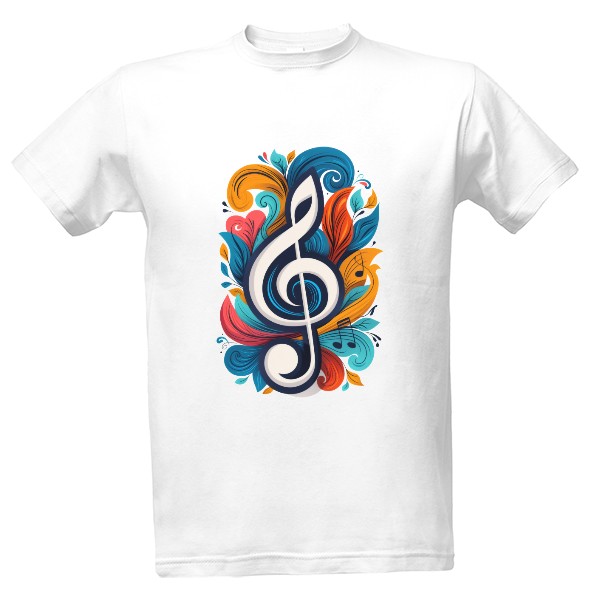 Tričko s potiskem Houslový klíč a hudební noty