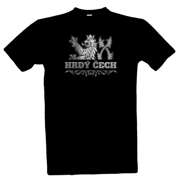 Tričko s potiskem Hrdý Čech-Nápis a lev