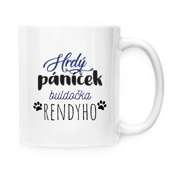 Hrnček malý biely s potlačou Hrdý páníček + rasa a jméno psa