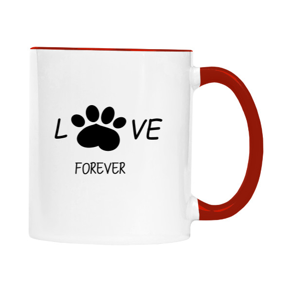 Hrnek malý barevný s potiskem Psí tlapka s nápisem forever