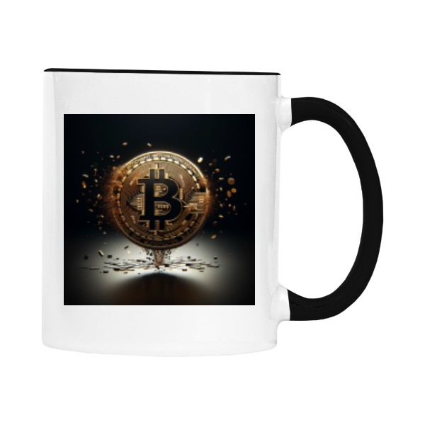 Hrnek malý barevný s potiskem Bitcoin exploze