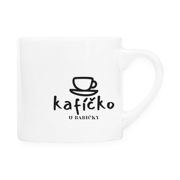Hrnček espresso s potlačou KAFÍČKO U BABIČKY