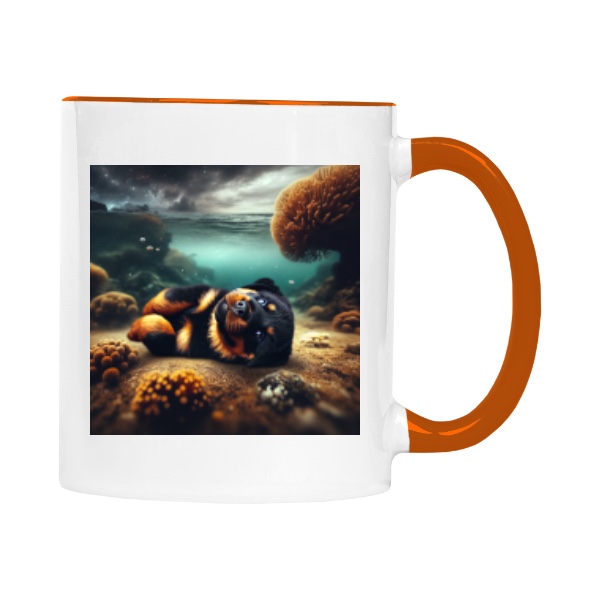 Hrnček malý farebný s potlačou Rotvajleří ětěně při odpočinku