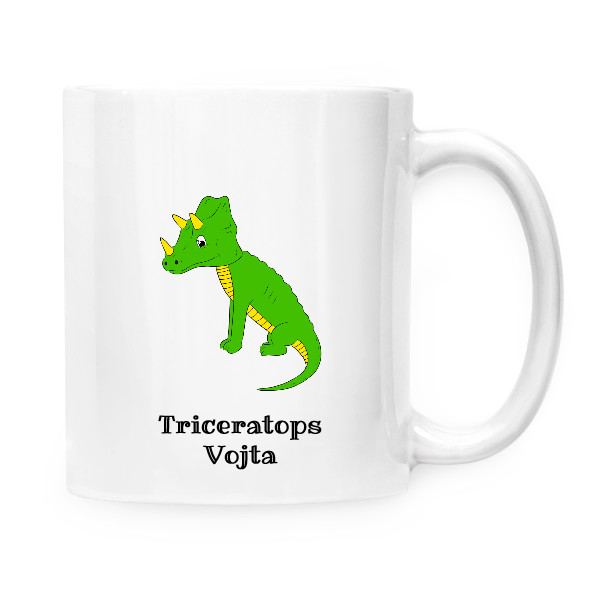 Hrnek malý bílý s potiskem Hrnek s triceratopsem