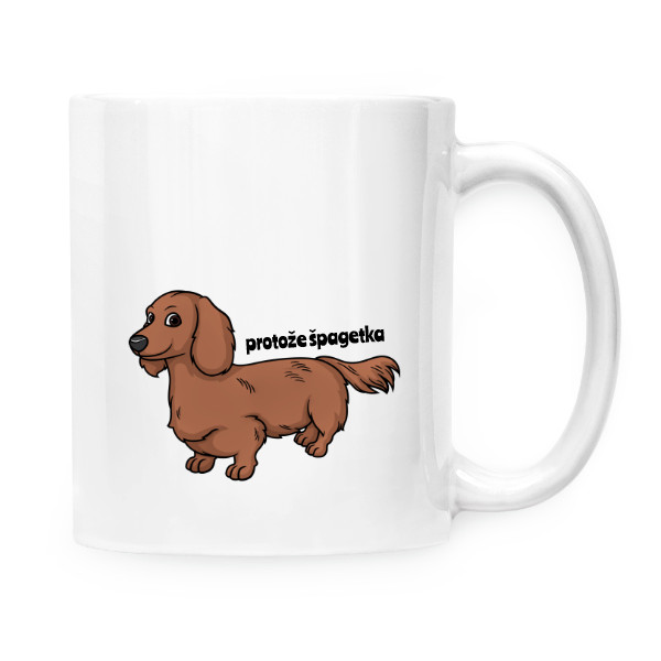 Hrnek malý bílý s potiskem Hrnek stříbrná metalíza s jezevčíkem