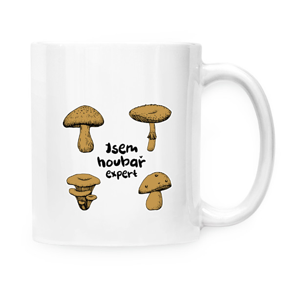 Hrnček malý biely s potlačou Hubár expert