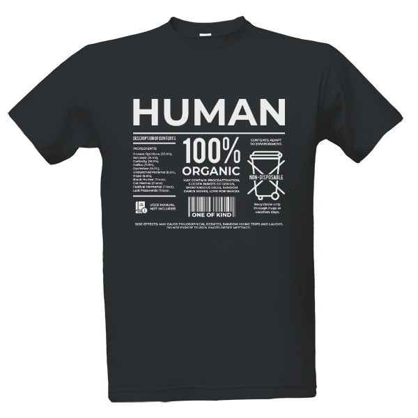 Tričko s potiskem Human 100% organic