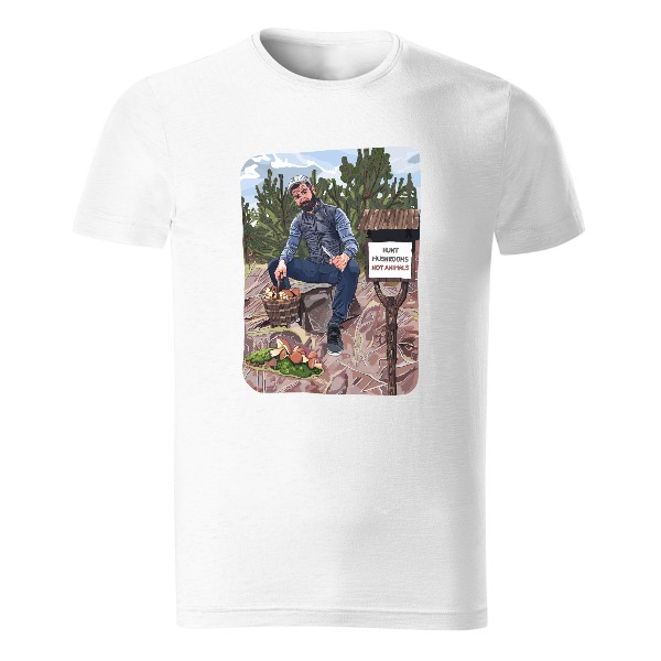 Tričko s potiskem Hunt Mushrooms Not Animals – pánské tričko Organic slub