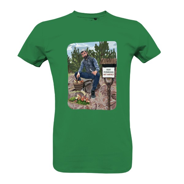 Tričko s potiskem Hunt Mushrooms Not Animals – pánské tričko Bio neutral