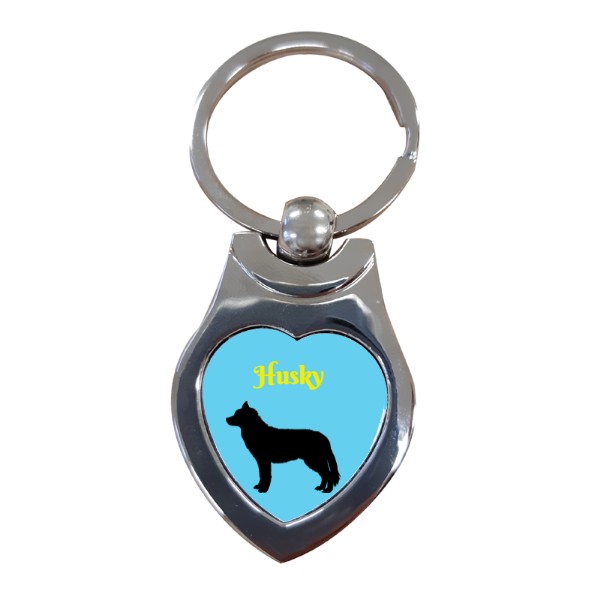 Heart keychain s potiskem husky and winter
