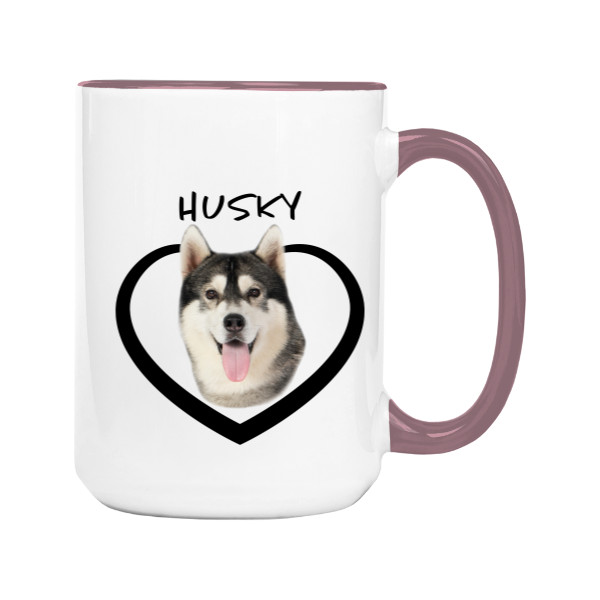 Hrnek velký barevný s potiskem Husky