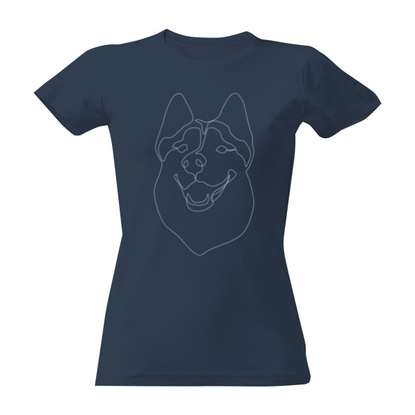 Husky line art white T-shirt