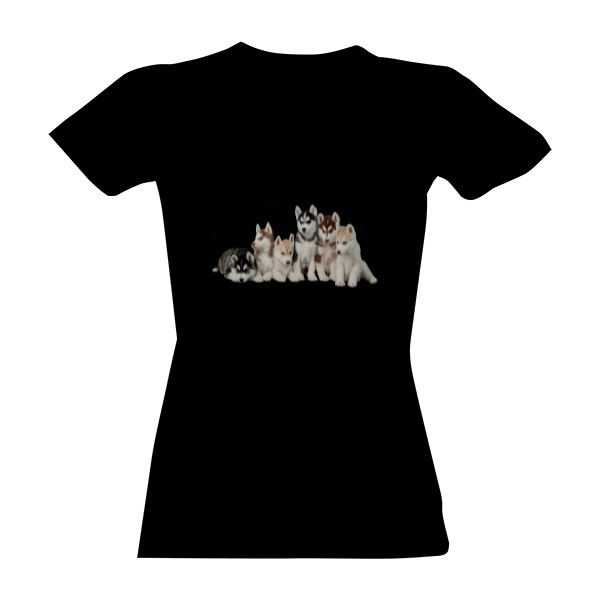 Tričko s potiskem Husky štěňátka