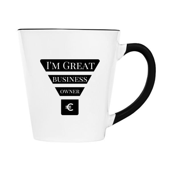 Hrnek kónický barevný s potiskem I am great business owner - funnel - zlatý