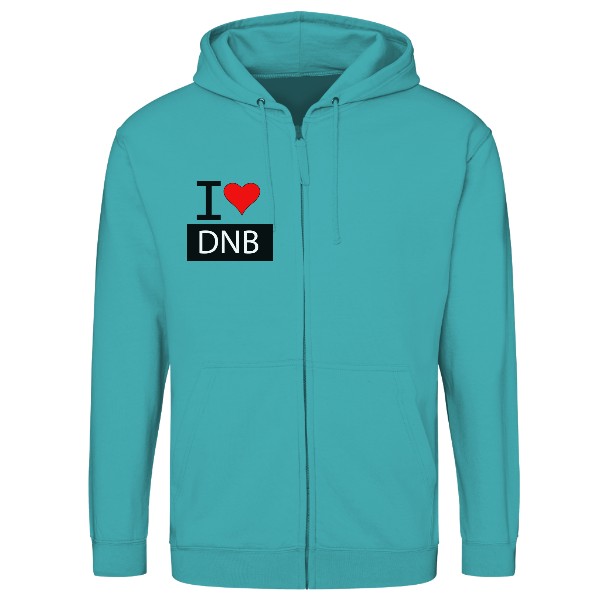 Unisex zip sweatshirt  s potiskem I LOVE DNB