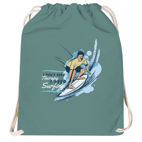 Organic gymsack  s potiskem I don´t need therapy, I need surfing