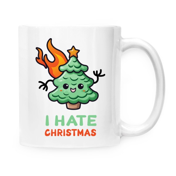 Cup white s potiskem I hate Christmas