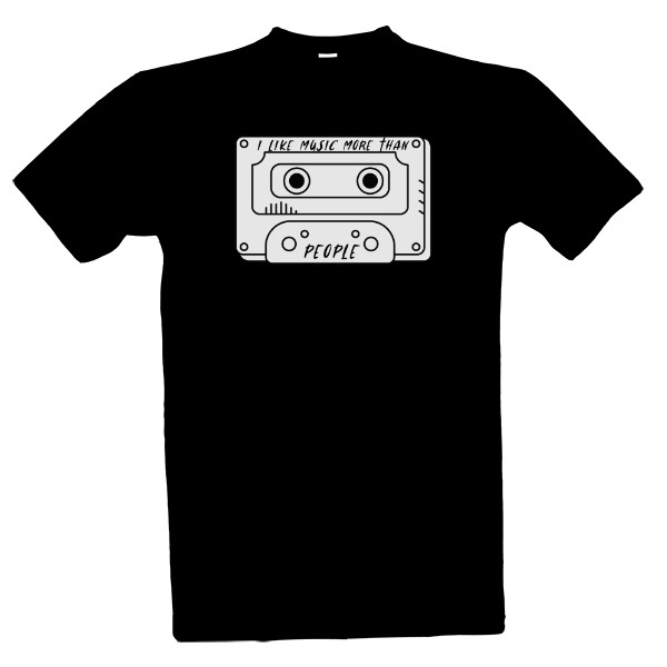 Tričko s potiskem I like music more than people