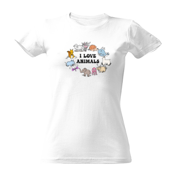 Tričko s potiskem I love animals