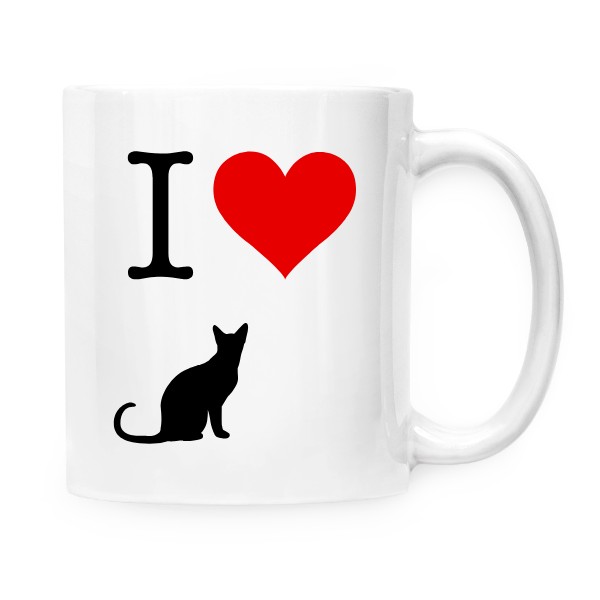 Hrnek malý bílý s potiskem i love cat 