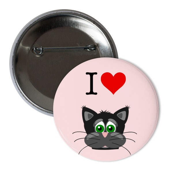 Odznáček  s potiskem I love cats