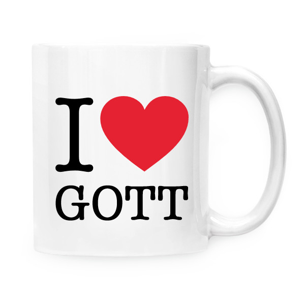 Hrnek malý bílý s potiskem I love Gott